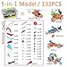 PBOX -132Pcs, 5-in-1 Model Building Blocks Set, DIY Creative Stacking Toys, Stem Learning Models Transform Car Airplane Building Kits, Educational Construction Engineering Toy 5+ Year Boys&Girls