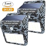 24 LED Solar Light, Soft Digits Camouflage Style Waterproof Solar Powered Motion Sensor Light, Wireless Led Security Lights Outdoor Wall Light for Driveway Patio Garden Path, 2 Pack