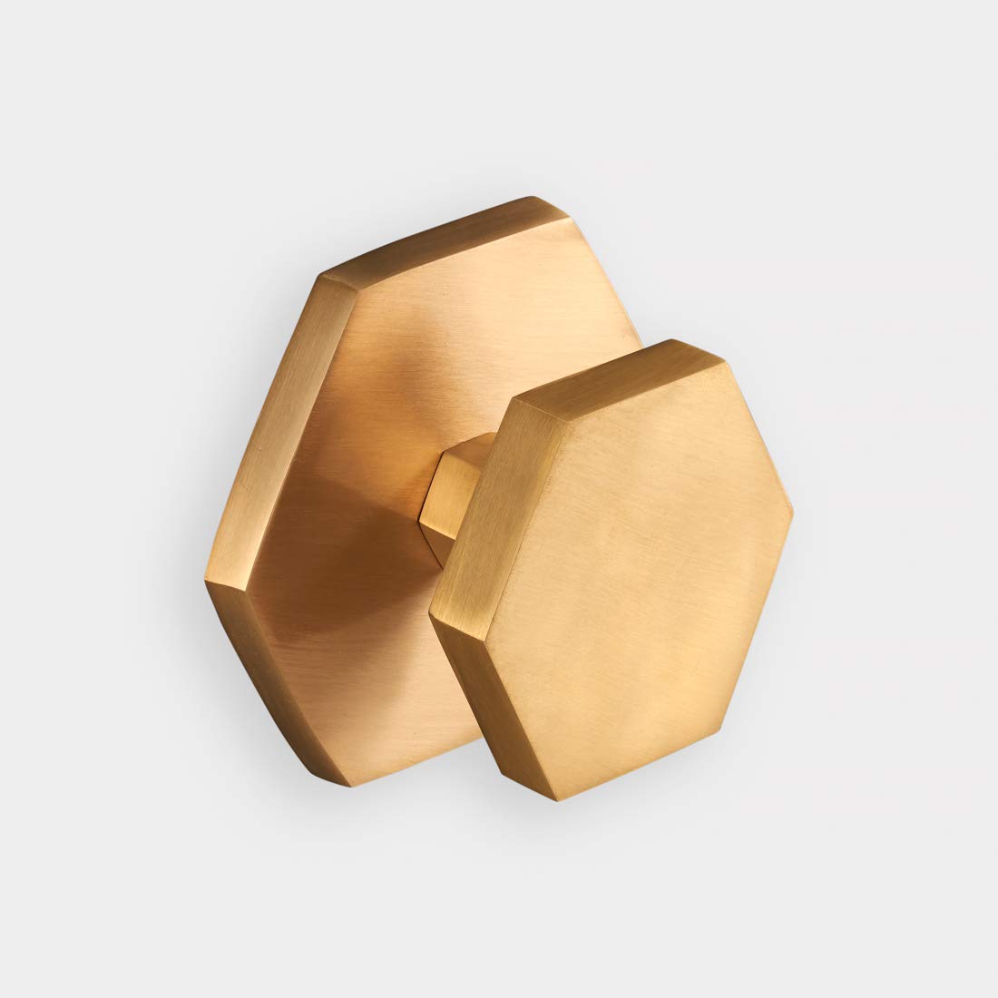 Pushka Home LTD Heavy Premium Luxury Large Solid Brass Brushed Gold Hexagonal Centre Door Knob