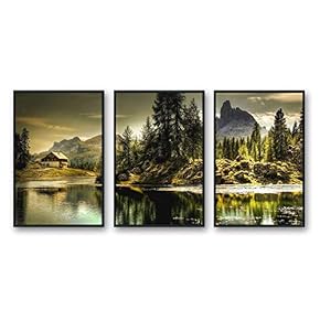 Framed Canvas Wall Art for Living Room, Bedroom Beautiful Nature Norway Landscape Canvas Prints for Modern Home Decoration Ready to Hang - 16"x24"x3 Panels