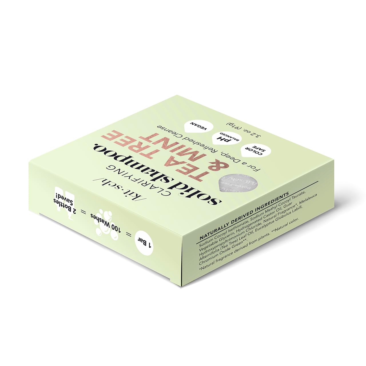Kitsch Tea Tree & Mint Shampoo Bar - Anti Dandruff Shampoo for Itchy Scalp and All Hair Types - Natural Hair Shampoo Bar with Mint - Vegan Hair Care, Paraben & Sulfate Free, Made in USA - 3.2oz
