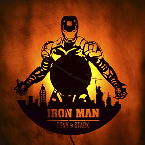 image for Art Finder The Avengers Iron Man Gift Yellow Led Light Vinyl Record Wa