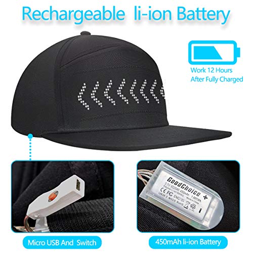 shunpad LED Cool Hats for Men Baseball Halloween Birthday New Year\'s Christmas Party Supplies Hat Black, Large