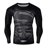Men's Compression Long Sleeve Running Fitness Workout Base Layer Shirt (XL, Superman2)