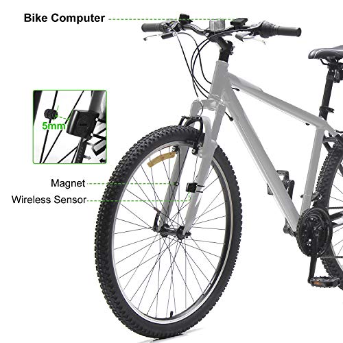 ENKEEO Bike Computer Wireless Bicycle Speedometer Waterproof Odometer with LCD Backlight, 5 Language Displays, Auto Power On/Off Systems, Current/AVG/MAX Speed Tracking, Multi Function for Cycling