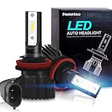 H11/H8/H9 LED Headlight Bulbs – Sampino Headlights All-in-One Conversion Kit 2Packs (DOT Approved) Low Beam/Fog Light Bulb 8000LM 5500K 12xCSP Chips Cool White ford f150 led fog lights