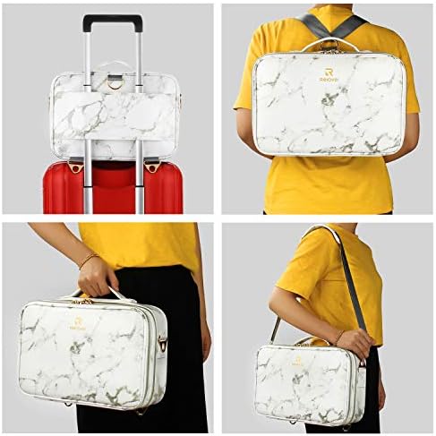 Relavel Marble Makeup Bag Small Cosmeticbag Travel Train Case Portable Cosmetic Artist Storage Bag with Adjustable Dividers for Cosmetics Makeup Brushes (Marble White) 5 Relavel Marble Makeup Bag Small Cosmeticbag Travel Train Case Portable Cosmetic Artist Storage Bag with Adjustable Dividers for Cosmetics Makeup Brushes (Marble White)
