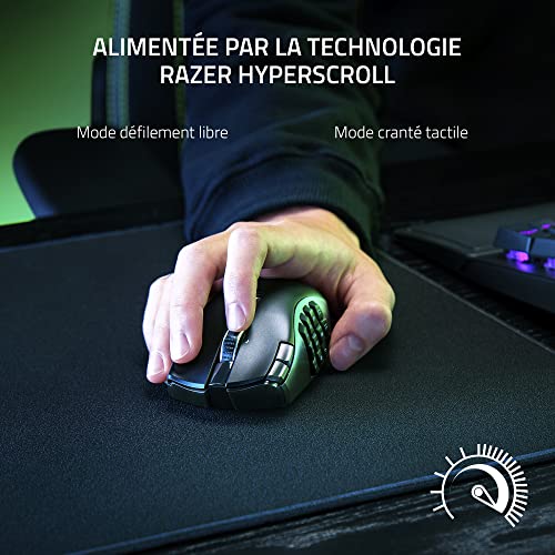 Naga V2 HyperSpeed - Souris de Jeu MMO sans Fil Ergonomique (avec 19 Boutons programmables, sans Fil HyperSpeed (2,4 GHz), Bluetooth, jusqu'à 250 Heures, capteur Optique Focus Pro 30K) Noir