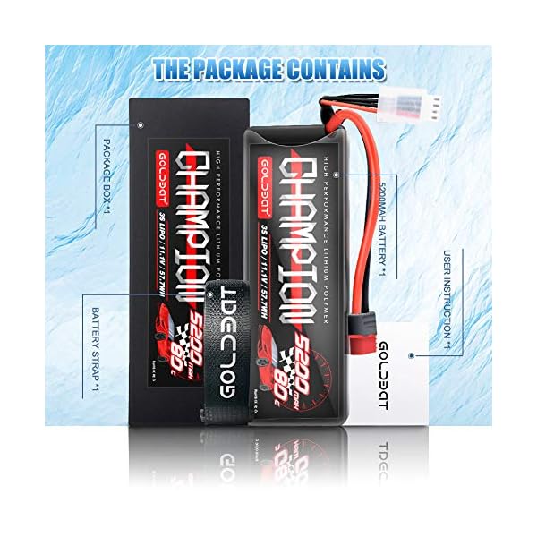 GOLDBAT 5200mAh RC lipo Akku 11.1V 80C 3S LiPo Batterie mit Deans Stecker für RC Car Evader BX Auto LKW Truggy Buggy… – Bild 7