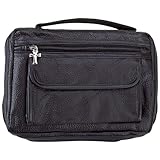 Embassy Italian Stone Design Black Genuine Leather Bible Cover