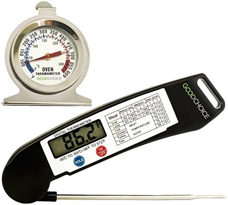 Good Choice Instant Read Thermometer Digital Barbecue Thermometer with Oven Thermometer Set Accurate Meat Probe for Kitchen and Outdoor Food Cooking BBQ Grill Milk Candy