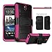 HTC Desire 610 Case, The3Knights[TM] Armor Hybrid Holster Kickstand Phone Case Cover + The3Knights[TM] Classic Stylus Pen (PINK)