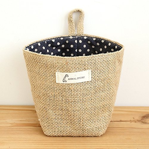YEDAYS Essentials Mini Linen Cotton Storage Basket Woven Basket Collapsible Convenient Storage Bin for Door Keys Small Stuff (A1)