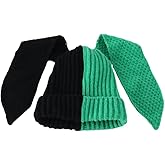 Color Block Knit Beanie Hats Cute Bunny Long Ears Grunge Hat Fluffy Winter Cap Warm Knit Rabbit Crochet Hat