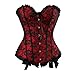 Zhitunemi Women's Lace Through Top Floral Overbust Corset Waist Cincher Bustier Large Red