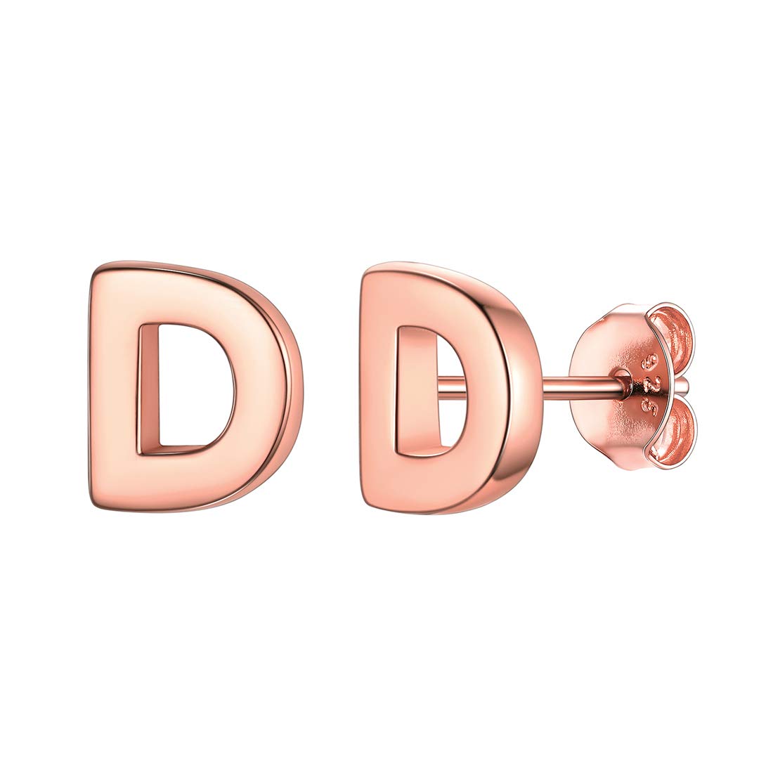 ChicSilver Monogram Letter D Earring Studs for Women Rose Gold Initial Earrings Hypoallergenic Minimalist Jewelry — image 1