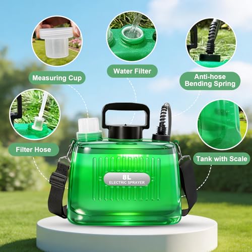 SideKing 8L Electric Sprayer Garden Sprayer 3 Speed Adjustable Handle 4 Nozzles Telescopic Lance Battery Sprayer for Weeding Lawn Driveway - Transparent Green