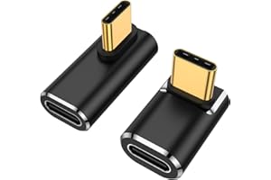 AuviPal USB C 90 Degree Adapter (Two Styles), USB Type C Right Angle Extender Connector for Steam Deck, Meta Quest, MacBook, Smart Tablet & Phone and More - Black