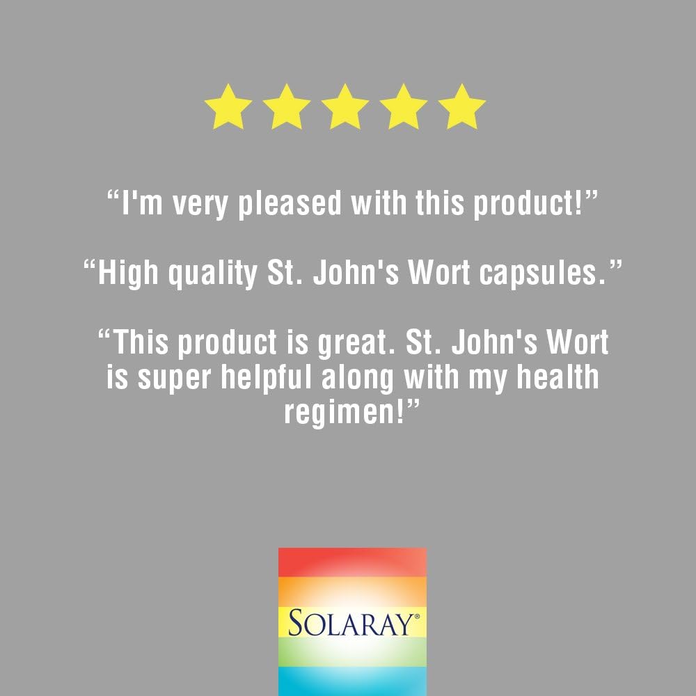 Solaray Organically Grown St. John's Wort Aerial 450mg | Herbal Support for Mood, Brain Health & Healthy Sleep | 100% Vegan, Non-GMO | 100ct: Health & Personal Care