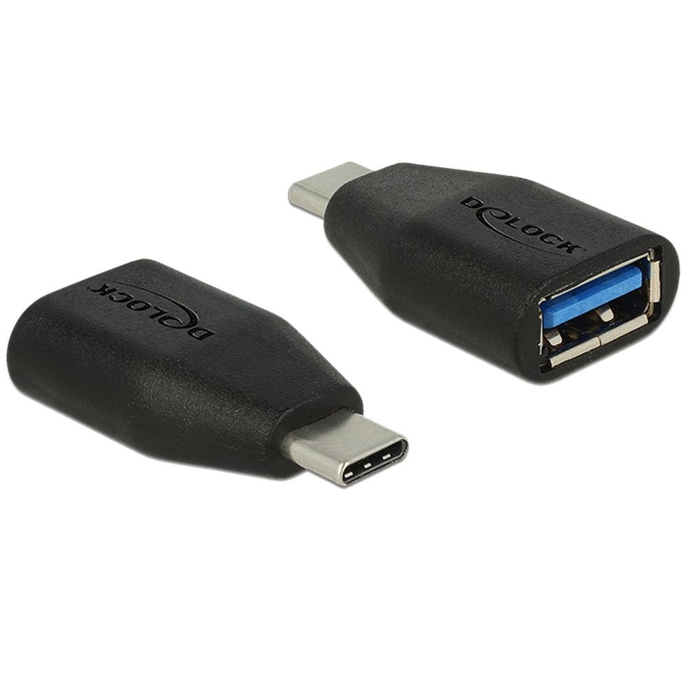 DeLock Adaptor USB Type C Male to USB 3.0 A Female Adapter Black