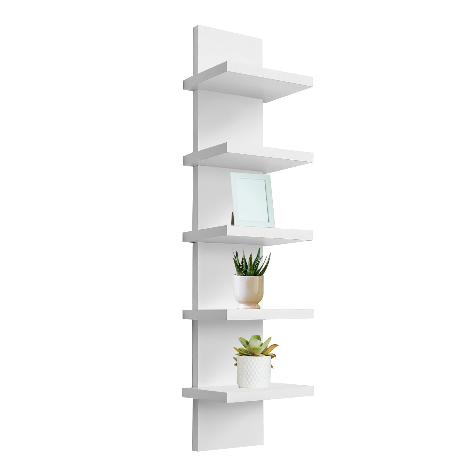 Photo 1 of YEXEXINM 5 Tier White Wall Shelf Unit Narrow Smooth Laminate Finish Vertical Column Wall Décor Mount Floating Storage Home Décor Organizer