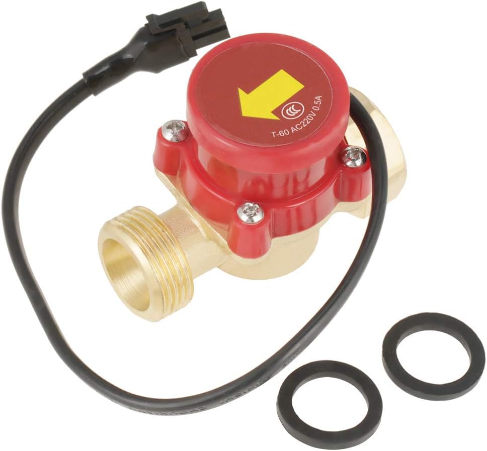 HT-60 G3/4"-3/4" Thread Water Pump Flow Sensor Automatic Control Water Pump Switch 220V 0.5A, Gold