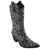 Corkys Women's Rodeo Tall Rain Boots Brown-Pink Floral