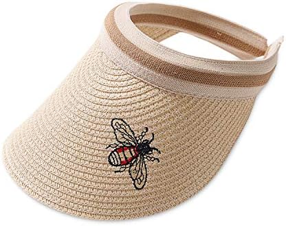 DORRISOWomen Straw Cap Sun Cap Visor Hat UV Protection Hat Traveling Golf Beach Outdoors Mountaineer Hat Visor Straw Cap