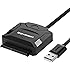 UGREEN USB 2.0 to SATA Adapter Hard Drive Converter Cable for 2.5" 3.5" SATA HDD SSD with 12V 2A Power Adapter