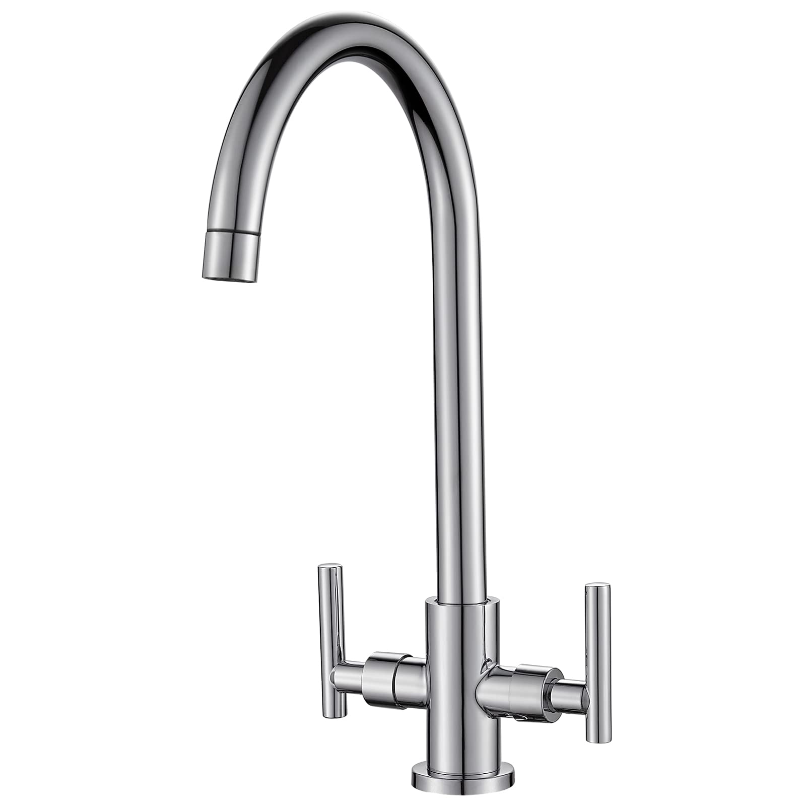 Cobbe Kitchen Tap, Kitchen Sink Mixer Taps, Dual Lever Swivel Spout, 360° Swivel, Sink Taps with UK Standard Fittings, Chrome
