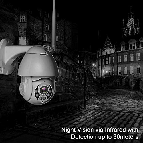 CTVISON Outdoor PTZ 2.4G WiFi Security Camera, Wireless HD 1080P Pan/Tilt Surveillance CCTV IP Camera with 4MM Lens/Two Way Audio/Night Vision/Motion Detection/ IP65 Weatherproof - Thumbnail 6