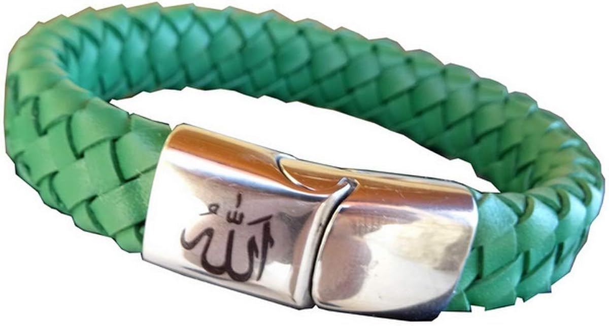 Bracelet Musulman Allah Cuir Tressé Couleur Verte (21 cm) Amazon.fr