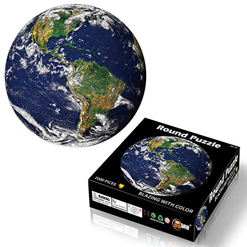 Qchomee 1000 Piece Jigsaw Puzzles for Adults Kids Moon Earth Round Jigsaw Puzzle Brain Challenge Puzzles Games Difficult Educational Toys