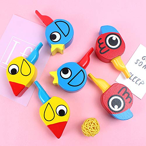 Tcplyn Premium Quality Wooden Bird Whistle for Kids Musical Instrument Educational Toys for Whistles Large Boys and Girls for Party Buttons for Bags Filler Random Color 1Pz