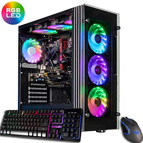 CUK Stratos VR Ready Gamer PC (AMD Ryzen 7 2700, 16GB RAM, 512GB NVMe SSD, Radeon RX 580 4GB, 500W Bronze PSU, Windows 10) Gaming Desktop Computer with 7 RGB Lotus Fans