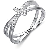 KoyeKei Cross Rings for Women 925 Sterling Silver Faith Cross Rings Christian Religious Jewelry Gifts for Men