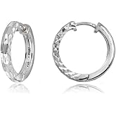 Sterling Silver 2x15mm Diamond-Cut Polished Small Hoop Earrings