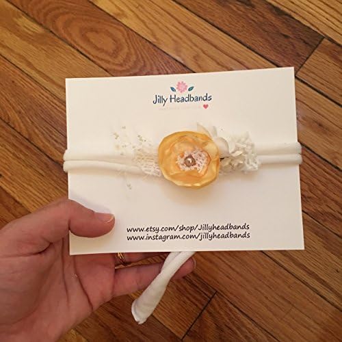 Handmade newborn tieback headband photography prop organic singed flower crown baby girl beige neutral Jilly headbands