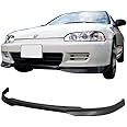 FREEMOTOR802® Front Bumper Lip Spoiler Air Dam Chin Splitter, Fits 1992-1995 Honda Civic Coupe Hatchback, Exterior Underbody Lower Guard Trim Replacement Parts, Type-R Style Unpainted Black PP