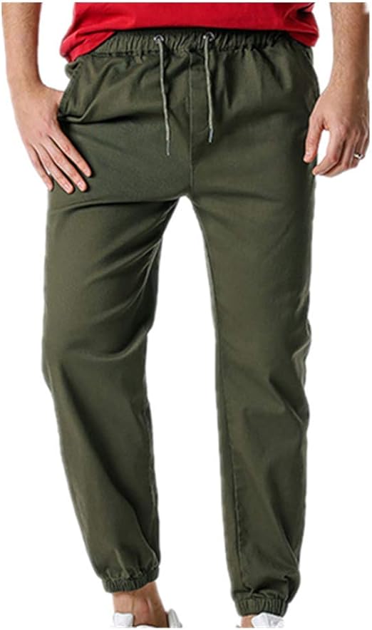 N\P Men's Jogging Pants Stretch Track Pants Pure Stretch Twill Fabric Laceup Slacks Street Wear