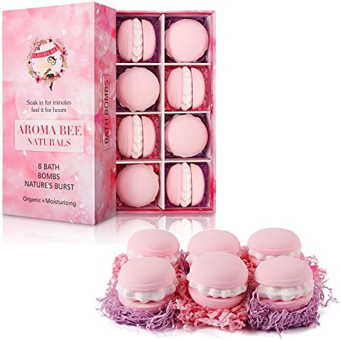 8 Bath Bombs Gift Set for Women Mothers Day Gifts Best Birthday Valentine Gift Ideas Natural Essential Oil Lush Fizzies by Aroma Bee (4.8 oz, Rose)