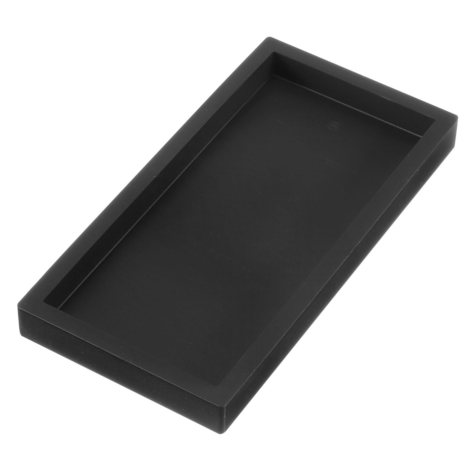PATIKIL Silicone Bathroom Tray, 8" x 4" Soap Dispenser Tray Jewelry Organizer Dish for Restroom, Dresser, Kitchen Sink for Jewelry, Coin, Key, Black