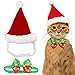 Adorable Cute Cat Dog Christmas Santa Hat and Bow Tie Collar for Cats Kitten Puppy Small Pets, Red and White