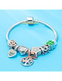 Sambaah - Abalorio de plata de ley con forma de corazón, para pulseras