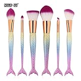 Cinidy Makeup Brush Set Beauty Tools,6Pcs Mermaid Synthetic Kabuki Foundation Blending Blush Eyeliner Face Powder Brush Makeup Brush Kit Cosmetic Tools