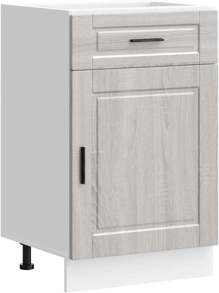 vidaXL Porto Grey Kitchen Base Cabinet Engineered Wood with Drawer