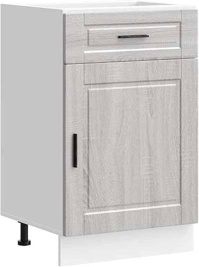 vidaXL Porto Grey Kitchen Base Cabinet Engineered Wood with Drawer