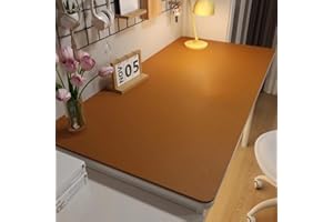 RHPBSF Leather Desk Mat, Office Desk Pad, Laptop Mat - Yellowish Brown, 39.4" x 15.7"
