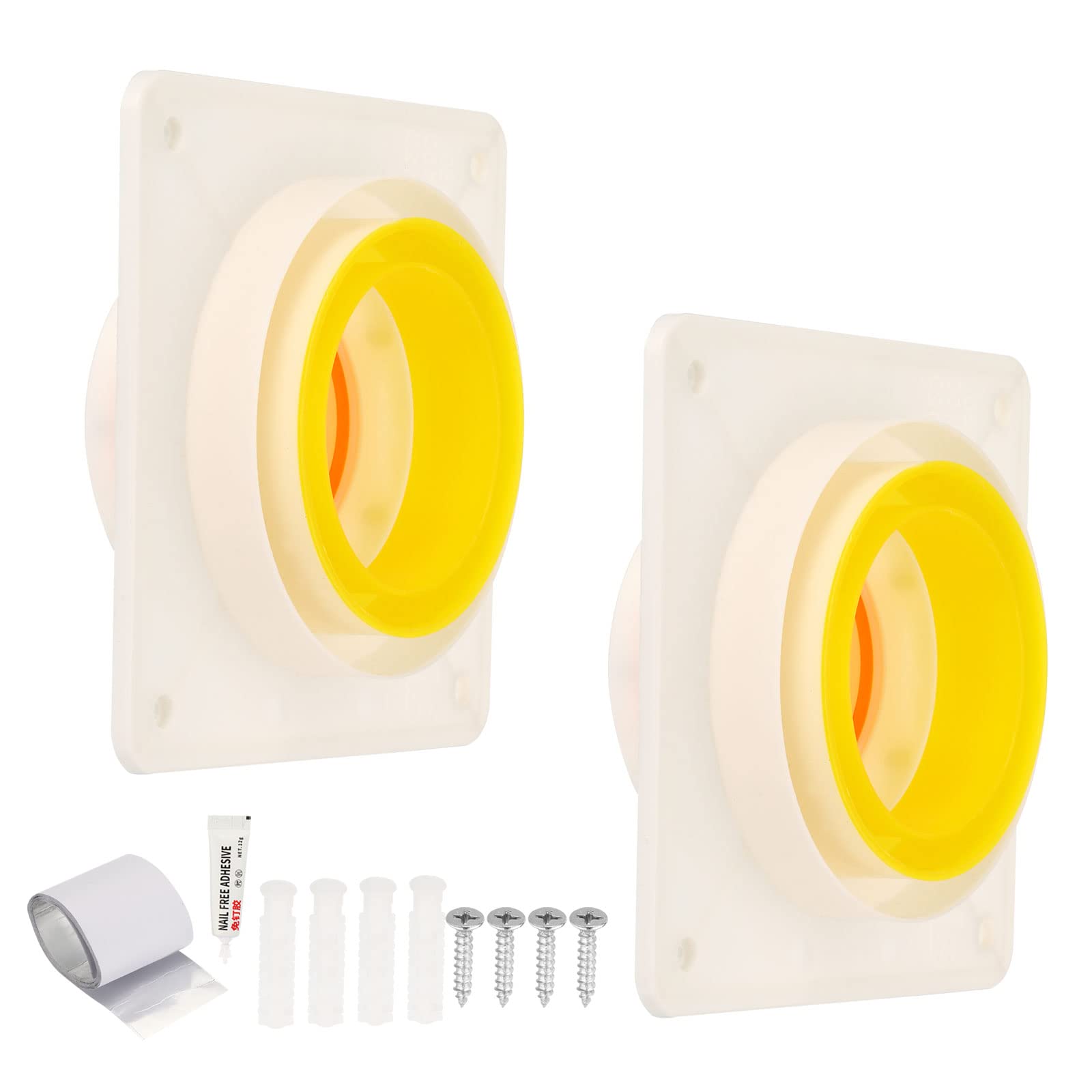 PATIKIL 3 Inch 4 Inch 5 Inch Backdraft Damper, 2 Set ABS Flexible Airflow Inline Backflow Duct Adaptor Draft Blocker for Bathroom Exhaust Fan