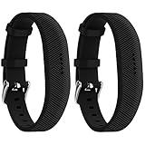 Huadea Compatible bands Replacement for Fitbit Flex 2 with Watch Buckle (2 Black) Soft Silicone Wristband